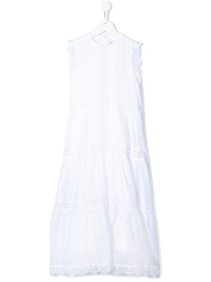 Alberta Ferretti Kids Lace Inserts Long Dress - White
