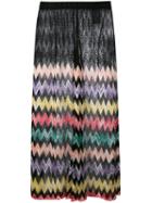 Missoni Sheer Panel Zig Zag Skirt, Women's, Size: 44, Black, Rayon