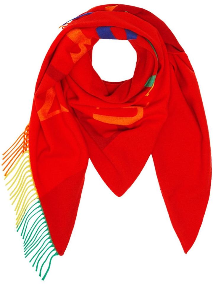 Burberry The Burberry Bandana In Logo Detail Wool Cashmere - Red