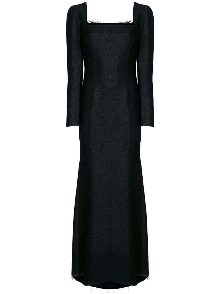 Cristina Savulescu Seedbead Fringe Gown - Black