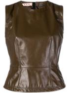 Marni Leather Sleeveless Top - Brown