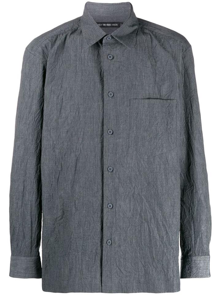 Issey Miyake Men Crinkled Long-sleeve Shirt - Grey