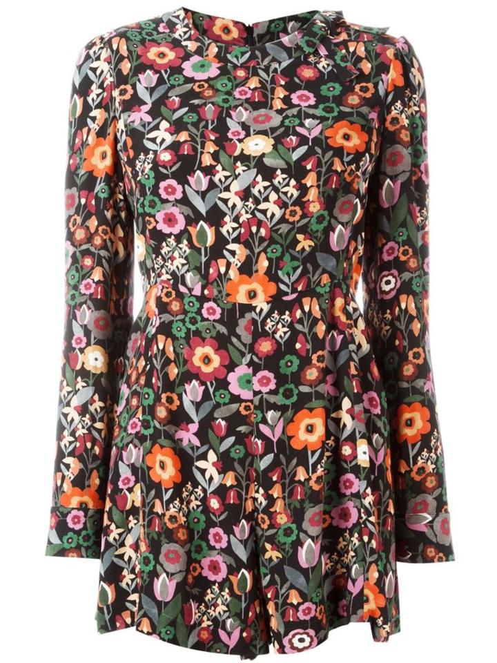 Red Valentino - Floral Print Playsuit - Women - Polyester/acetate/viscose - 42, Black, Polyester/acetate/viscose