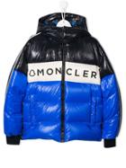 Moncler Kids Teen Colour Blocked Padded Jacket - Blue