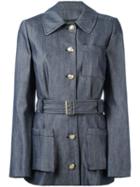 Lanvin - Chambray Belted Jacket - Women - Silk/cotton/acetate/cupro - 38, Blue, Silk/cotton/acetate/cupro