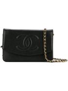 Chanel Vintage Cc Flap Chained Wallet - Black