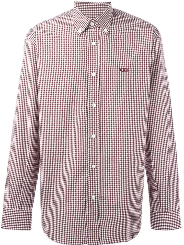 Salvatore Ferragamo Checked Shirt, Men's, Size: Small, Red, Cotton