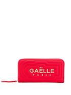 Gaelle Bonheur Zipped Logo Plaque Wallet - Red