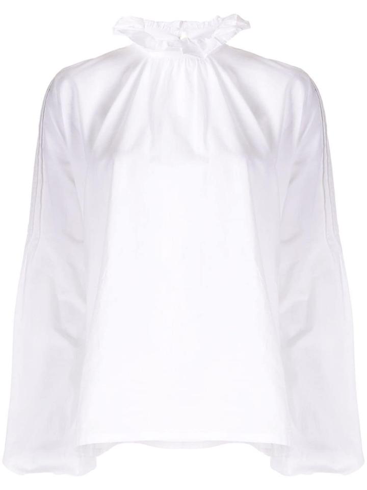 Wandering Ruffle Neck Blouse - White