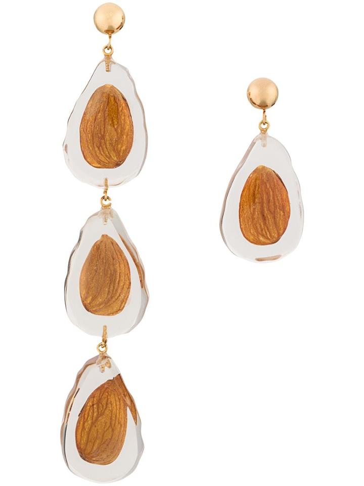 Jacquemus Asymmetric Almond Earrings - Brown