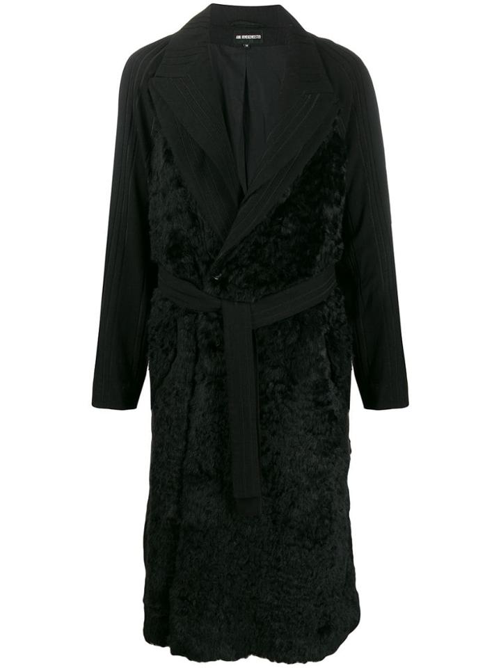 Ann Demeulemeester Contrast Panel Coat - Black