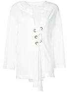 Alberta Ferretti Lace Up Blouse, Women's, Size: 42, White, Cotton