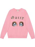 Gucci Oversized Embellished Guccy Sweatshirt - Pink