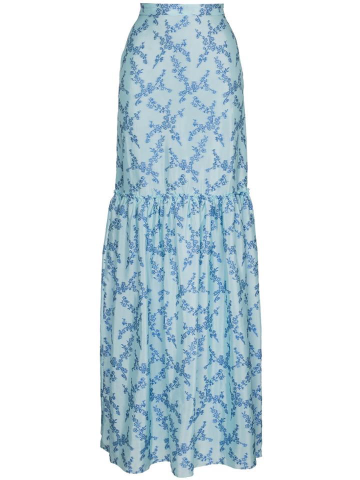 The Vampire's Wife Floral Print Maxi Skirt - Blue