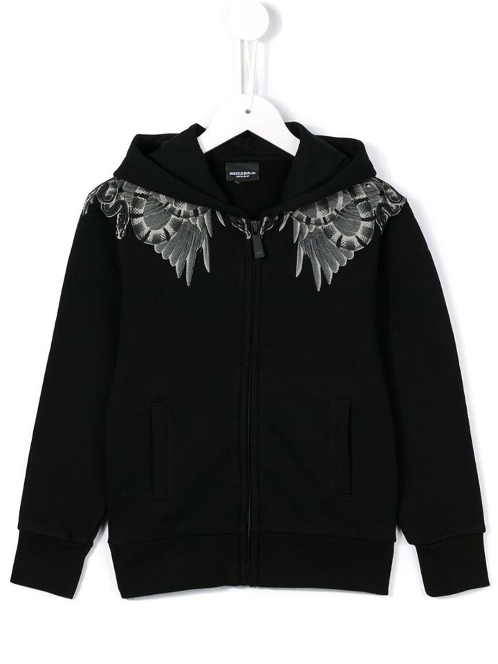 Marcelo Burlon County Of Milan Kids 'negative Wings' Zipped Hoodie, Boy's, Size: 8 Yrs, Black