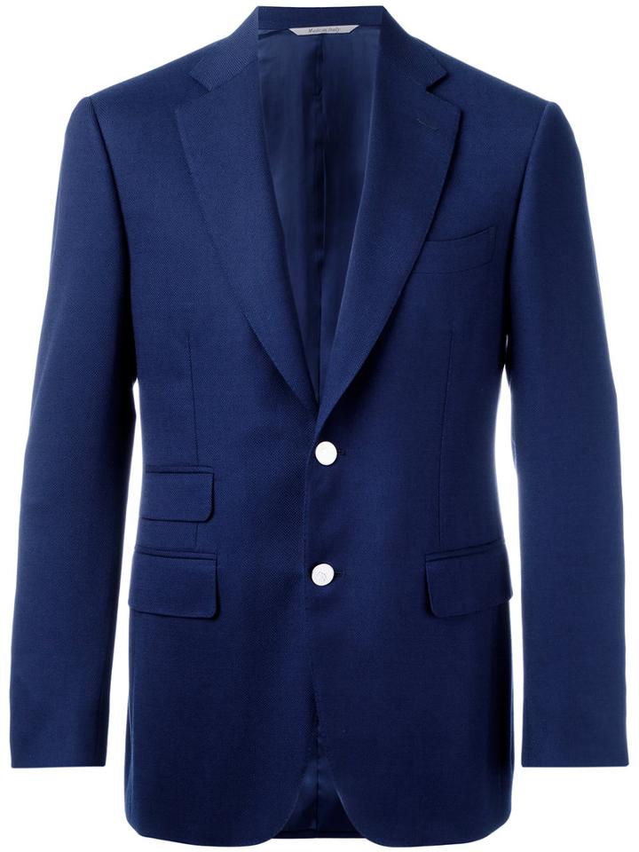 Canali Single-breasted Blazer, Men's, Size: 52, Blue, Wool/cupro