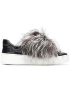 Sergio Rossi Fur Trim Sneakers - Black