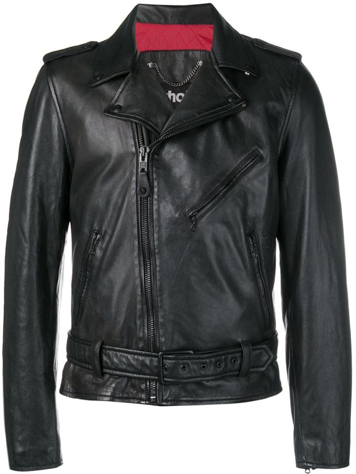 Schott Off Centre Zip Jacket - Brown