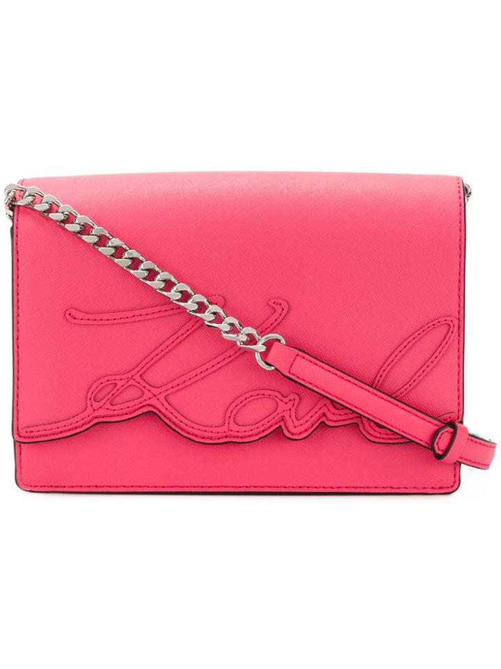 Karl Lagerfeld Logo Crossbody Bag - Pink & Purple