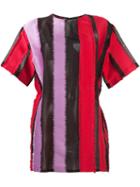Versace Stripe Panel Design T-shirt, Women's, Size: 40, Black, Silk/polyester