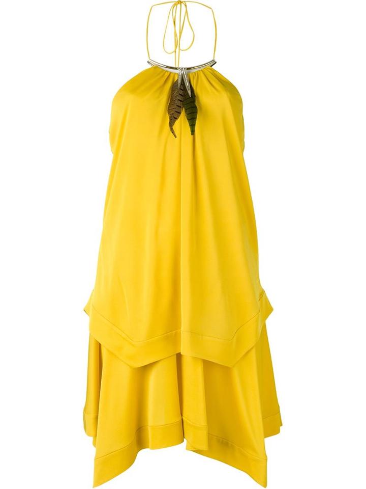Roberto Cavalli Layered Halterneck Dress, Women's, Size: 42, Yellow/orange, Viscose