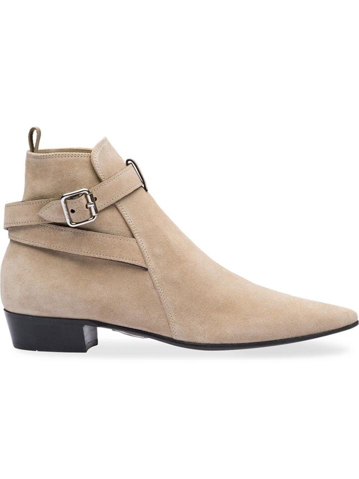 Miu Miu Ankle Strap Boots - Neutrals