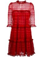 Alexander Mcqueen A-line Mini Dress, Women's, Size: Medium, Red, Silk/cotton/polyamide/viscose