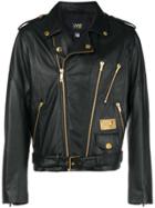 Cavalli Class Zipped Biker Jacket - Black