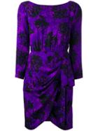 Yves Saint Laurent Vintage Draped Floral Print Dress, Women's, Size: 34, Pink/purple
