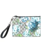 Gucci Floral Print Clutch, Men's, Blue, Polyurethane