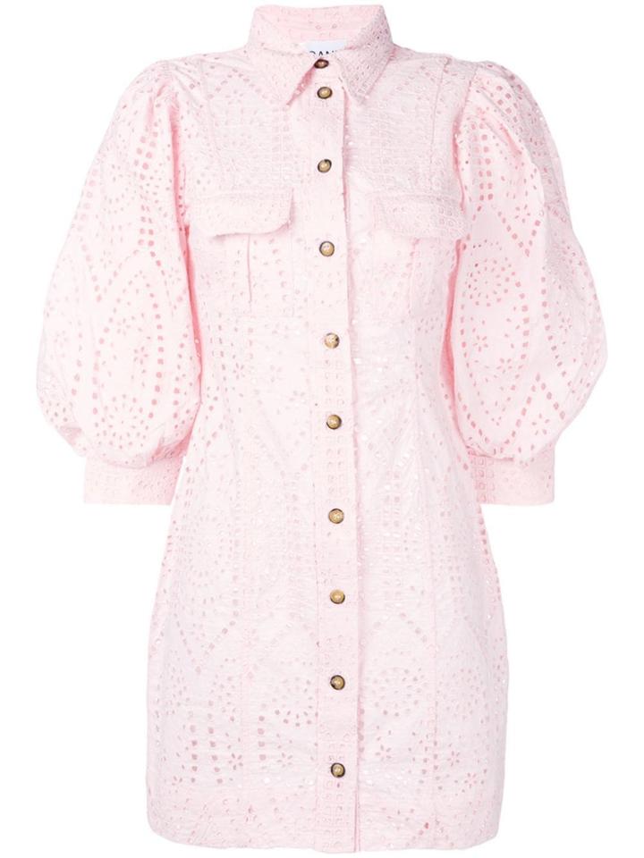 Ganni Puff Sleeve Dress - Pink