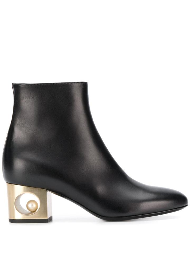 Coliac Contrast-heel Ankle Boots - Black