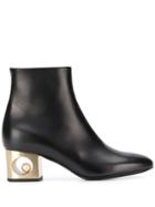 Coliac Contrast-heel Ankle Boots - Black