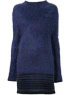 Scanlan Theodore Striped Hem Turtle Neck Jumper, Women's, Size: Medium/large, Blue, Mohair