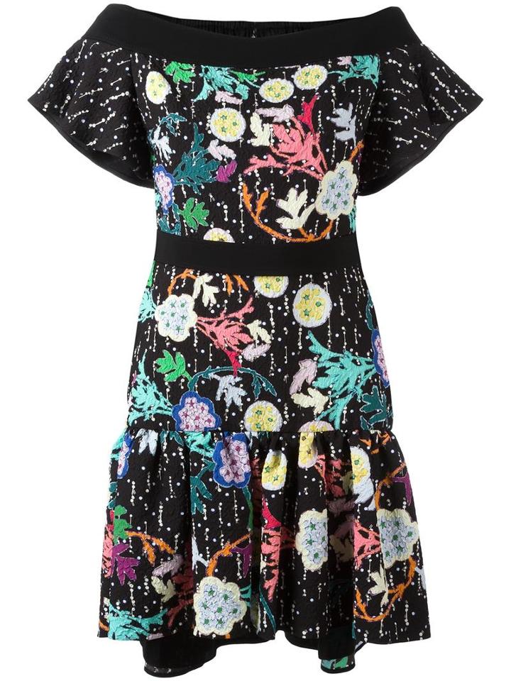 Peter Pilotto Floral Print Cloqué Dress, Women's, Size: 10, Black, Polyester/polyamide/viscose/viscose