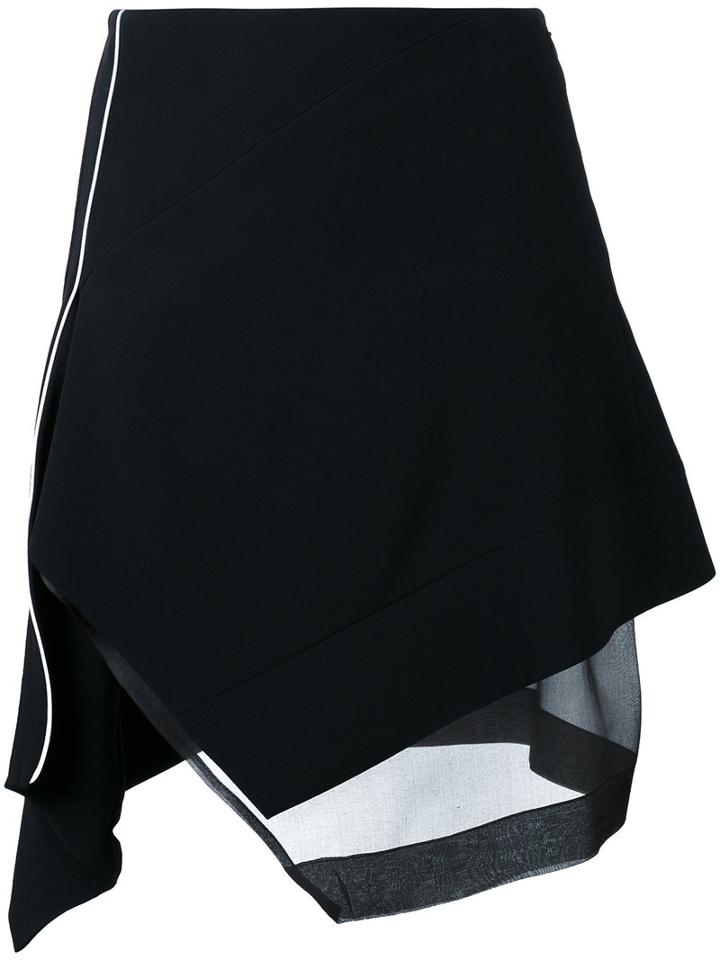 Mugler - Asymmetric Contrast Piping Skirt - Women - Silk/polyester/spandex/elastane/viscose - 38, Black, Silk/polyester/spandex/elastane/viscose