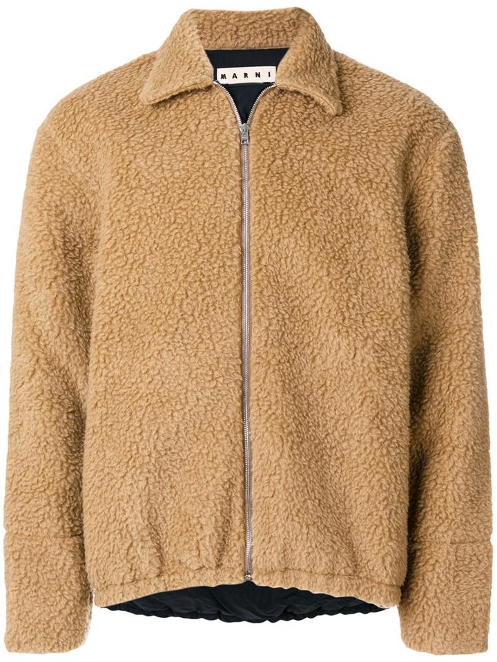Marni - Shearling Bomber Jacket - Men - Cotton/polyester/wool - 50, Brown, Cotton/polyester/wool