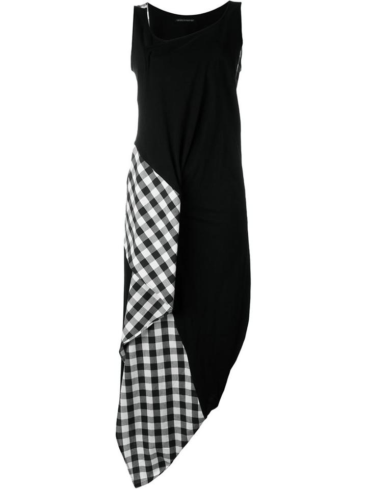 Yohji Yamamoto Gingham Panel Asymmetric Dress