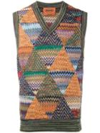 Missoni Knitted Zig-zag Vest, Men's, Size: 50, Cotton/linen/flax/nylon/wool