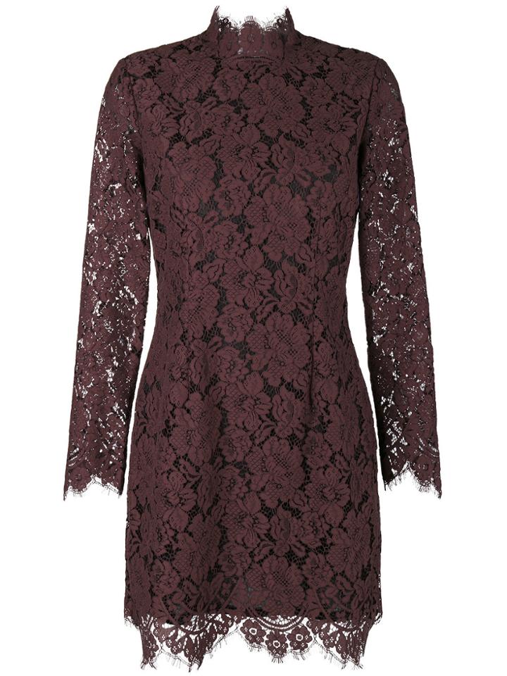 Ganni Lace Mini Dress - Brown