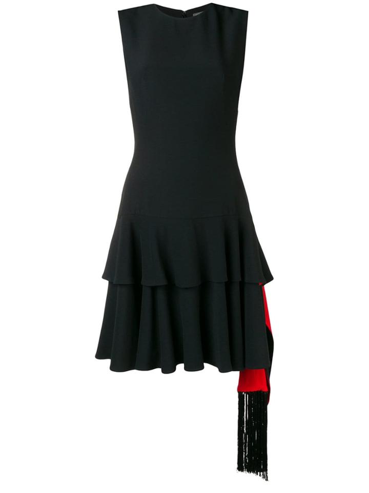 Alexander Mcqueen Ruffle Fitted Mini Dress - Black