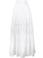 Alberta Ferretti - Lace Panel Long Skirt - Women - Cotton/other Fibers - 46, White, Cotton/other Fibers
