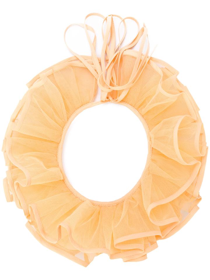 Nina Ricci Ruffle Neck Tie Scarf - Yellow & Orange