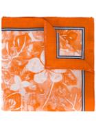 Kiton - Floral Print Pocket Square - Men - Linen/flax - One Size, Yellow/orange, Linen/flax