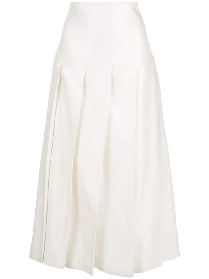 Jil Sander A-line Pleated Skirt - White