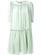 Chloé Pleated Flared Dress, Women's, Size: 42, Green, Silk