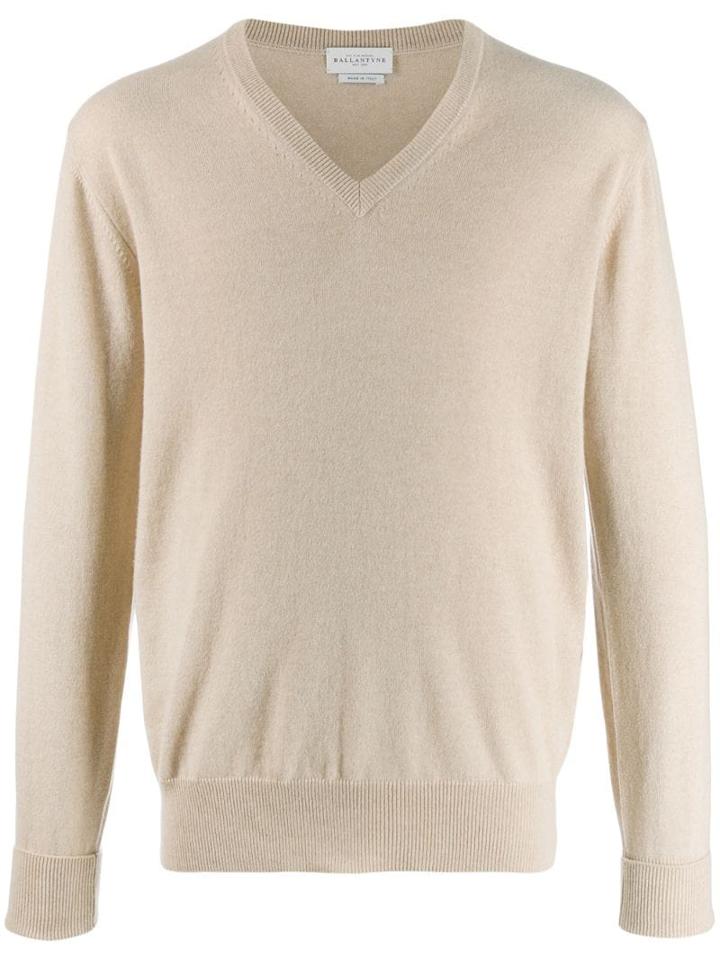 Ballantyne V Neck Jumper - Neutrals