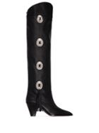 Aquazzura Black Go West 70 Knee-high Studded Leather Boots