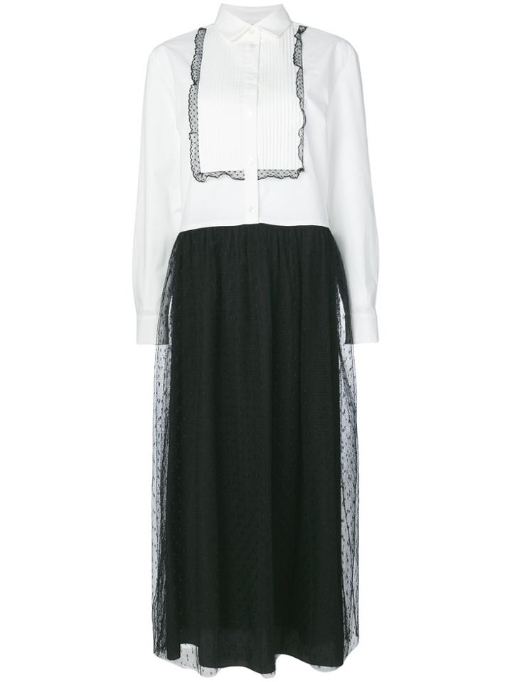 Red Valentino Pleated Bib Shirt Dress - Black