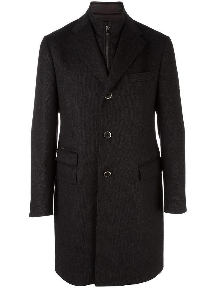 Corneliani Classic Coat, Men's, Size: 54, Grey, Virgin Wool